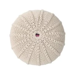 Bordeaux Knitted Cotton Round Pouf, Beige -House Furnish World GUEST a89ccd62 1604 4bcc b1b3 92f7cd4140bf
