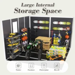 8*8ft Resin Storage Shed, High Quality Pp Material, Strong Structure, Waterproof, Rust And UV Proof, Large Storage Space,12mm Thick Pp Board,Dark Gray -House Furnish World GUEST a8c08617 0ca6 497f aedc bfb57aed5aab