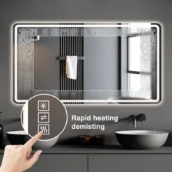 48*32 Inch Bathroom Mirror With Led Lights , Anti-Fog Lighted Vanity Mirrors For Wall Mounted, 3 Colors And 5 Level Dimmable, Horizontal/Vertical -House Furnish World GUEST a96be894 3815 4742 ac96 c7ca4e71fd83