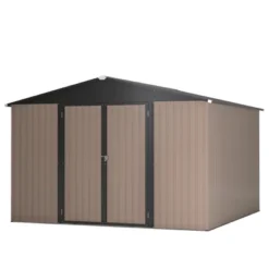 10' X 10' Metal Storage Shed For Ourdoor, Steel Yard Shed With Design Of Lockable Doors, Utility And Tool Storage For Garden, Backyard,Outside Use -House Furnish World GUEST aa687e50 132b 40c1 b144 53d65331a12b