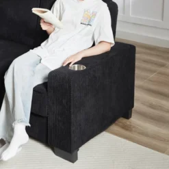 83.86"Polyester Polyester Sofa,Modern Compressed Couch,3-Seater Sofa, Furniture For Living Room,Bedroom,office ,Black -House Furnish World GUEST aa6dbdfb b338 4a5b 8610 c36008bbd489