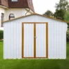Metal Garden Sheds 12ftx10ft Outdoor Storage Sheds White+Yellow