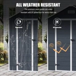 6*6ft Resin Storage Shed, High Quality Pp Material, Rust And UV Proof, Large Storage Space, 12mm Thick Pp Board, HD Window Lighting Dark Gray