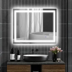 LED Bathroom Mirror With Lights, 39inx 32in Front Lit LED Mirror For Bathroom, Anti-Fog, Memory,Wall Mounted Dimmable Vanity Mirror -House Furnish World GUEST ac6fc72e dd1e 4ebf 94aa a4ef36cdb236