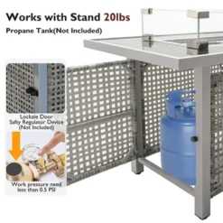 43" Propane Gas Fire Pit Table, 60000 BTU Rectangular Open Weave Wicker Fire Pit With Glass Wind Guard For Outside Patio Deck Garden Backyard - Grey -House Furnish World GUEST ad2f5e68 8a1e 4c34 a67c 04d5c78854bb