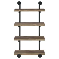 Black And Rustic Oak 4-tier Wall Shelf -House Furnish World GUEST ad668a96 0a6d 443d b613 4e2665761a74