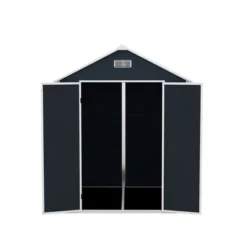 6*6ft Resin Storage Shed, High Quality Pp Material, Rust And UV Proof, Large Storage Space, 12mm Thick Pp Board, HD Window Lighting Dark Gray -House Furnish World GUEST ad674e4d eb86 4d1e 9742 fdd86745dcbc