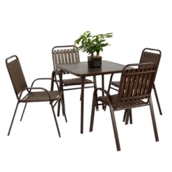 5-Piece Plastic Chair And Steel Table Outdoor Dining Set, Plastic Chairs And Table Set For Garden Patio, Brown 18 5-Piece Plastic Chair And Steel Table Outdoor Dining Set, Plastic Chairs And Table Set For Garden Patio, Brown -House Furnish World GUEST ad97d84c f3ba 49ae 8c62 d3926a56ca89