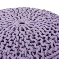 Bordeaux Knitted Cotton Round Pouf, Lavender -House Furnish World GUEST add6e5d4 55a0 41c8 936c 45993d47c990