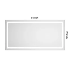 55 X 28 Inch LED Bathroom Mirror With Front And Backlight, Wall Mounted Vanity Mirror With Aluminum Frame,Anti-Fog,Memory, 3 Colors, Stepless Dimmable -House Furnish World GUEST ade24e3e 01fc 4a2c b5af 8a1c804be46a