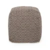 Amuleto Hand - Loomed Cotton Pouf, Dark Grey And Brown