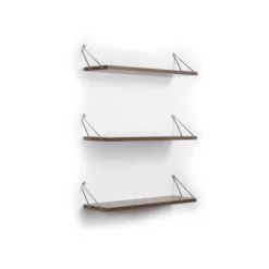 Altai Floating Wall Decor Wall Mounted Rustic Decorative Hanging Metal Bracket Triple Shelfs For Books, Walnut/Chrome -House Furnish World GUEST af26a5b1 d3fc 4447 8d58 3006a2a95a9a