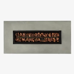 42" Propane Gas Fire Pit Table 2-Pieces, 50000 BTU Rectangular Steel Fire Pit With Glass Wind Guard For Outside Patio Deck Garden Courtyard -Gray -House Furnish World GUEST b1a50b3e 53c4 4ba7 9b81 1179e012aca5