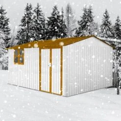 Metal Garden Sheds 12ftx10ft Outdoor Storage Sheds White+yellow With Window -House Furnish World GUEST b1f49bc7 57ec 4f08 9a1f 0457cbf7563f