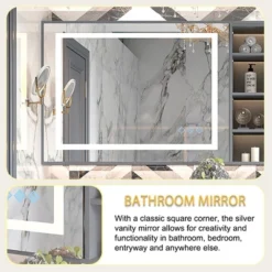 48x36inch LED Bathroom Mirror,3000-6000K Gradient Front And Backlit LED Mirror For Bathroom,3Colors Dimmable,IP54 Enhanced Anti-Fog -House Furnish World GUEST b234768b f7d5 45e4 8eca f70c1d7a3265