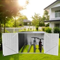 Bicycle Outdoor Steel Storage Shed ,Stores 4 Bikes,Grey -House Furnish World GUEST b2784dac a042 4485 a7d8 40ae963f19e4