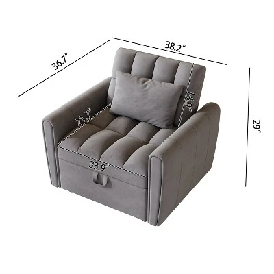 38.2inch Foldable Large-size Sofa Bed, Modern Polyester Single Sofa, Sofa Bed With Adjustable Backrest, 3 Positions And Pillows, Suitable 9 38.2inch Foldable Large-size Sofa Bed, Modern Polyester Single Sofa, Sofa Bed With Adjustable Backrest, 3 Positions And Pillows, Suitable - Image 9