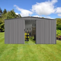 New Outdoor Storage Shed Has Two Functions:Metal Shed And Firewood Shed 14 Ft X 12 Ft, More Suitable For Winter , Grey -House Furnish World GUEST b3d51930 6c71 4142 84b7 7279c963d312