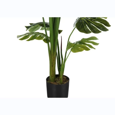 Artificial Plant, 55" Tall, Monstera Tree, Indoor, Faux, Fake, Floor, Greenery, Potted, Real Touch, Decorative, Green Leaves, Black Pot 2 Artificial Plant, 55" Tall, Monstera Tree, Indoor, Faux, Fake, Floor, Greenery, Potted, Real Touch, Decorative, Green Leaves, Black Pot - Image 2