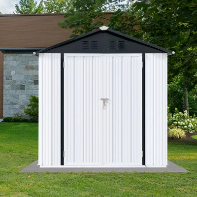 Outdoor Storage Sheds 6FTx4FT Apex Roof White+Black 5 Outdoor Storage Sheds 6FTx4FT Apex Roof White+Black - Image 5