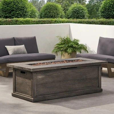 56" Outdoor 50,000 BTU Rectangular MgO Concrete Propane Fire Pit, Grey Wood Pattern (Tank Cover Not Included) 6 56" Outdoor 50,000 BTU Rectangular MgO Concrete Propane Fire Pit, Grey Wood Pattern (Tank Cover Not Included) - Image 6