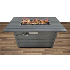 Living Source International 25'' H X 42'' W Steel Outdoor Fire Pit Table With Lid (Gray) -House Furnish World GUEST b7e6a671 5219 4bab 8100 10906ebaa3d7