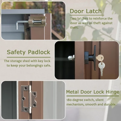 Outdoor Storage Shed 6x4 FT, Metal Tool Sheds Storage House With Lockable Double Door, Large Bike Shed Waterproof For Garden, Backyard, Lawn 2 Outdoor Storage Shed 6x4 FT, Metal Tool Sheds Storage House With Lockable Double Door, Large Bike Shed Waterproof For Garden, Backyard, Lawn - Image 2