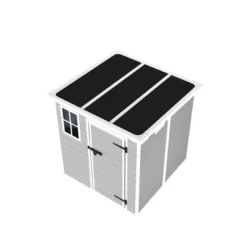 6x6 FT Outdoor Resin Storage Shed , Waterproof,with Floor & Window & Lockable Doors And Vents, Tool Shed For Bike,Garden,All Weather Use, Light Grey -House Furnish World GUEST b848e407 702d 4985 8f40 3f5220c75207