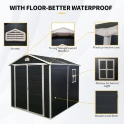 6 Ft X 8 Ft Resin Outdoor Storage Shed Kit-Perfect To Store Patio Furniture,Black -House Furnish World GUEST b9213c6c 9ab0 4ac6 97b1 5b1cdcedc43e