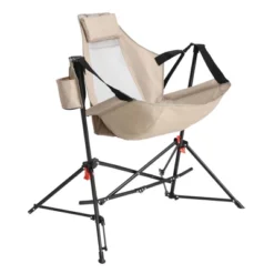 Camping Chair, Folding Portable Rocking Chair,Adjustable Back Swinging Chair With Pillow Cup Holder,Recliner With Carry Bag For Outdoor Travel , KHAKI -House Furnish World GUEST b9e39f6b 354f 42d3 8cdf 4581b13542d3