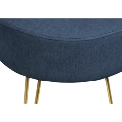 Ottoman, Pouf, Footrest, Foot Stool, 14in Round, Blue Fabric, Gold Metal Legs, Contemporary, Modern -House Furnish World GUEST ba5ae98f 2eb8 44a4 bb2d fbe0cdc6fbfa