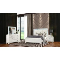 Laguna Modern Style 2-Drawer Night Stand Made With Wood, Hidden Jewelry Drawer And Crystal Accents In White Same As G150108982 (NJ Inventory) -House Furnish World GUEST bac85e19 46e6 4756 a4e9 9e3e39903d06