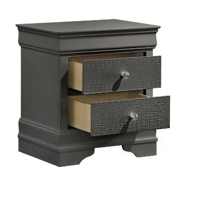 Blaze Modern Style 2-Drawer Night Stand Made With Wood In Metallic Gray Same As G150108708 (NJ Inventory) 2 Blaze Modern Style 2-Drawer Night Stand Made With Wood In Metallic Gray Same As G150108708 (NJ Inventory) - Image 2