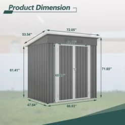 6'x4' Outdoor Metal Storage Shed For Garden Tools Lockable Door With Floor Frame