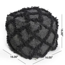 Jumanji Handcrafted Wool And Cotton Pouf, Brown Color -House Furnish World GUEST bc08e6e3 979f 40a4 99f8 92f6e9cd23d2