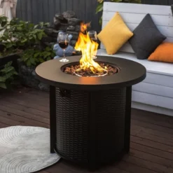 30" Propane Gas Fire Pit Table, 50000 BTU Round Steel Fire Pit For Outside Patio Deck Garden Courtyard-Black -House Furnish World GUEST bc4d0a70 3b24 4b36 a24d b4696a9627f8