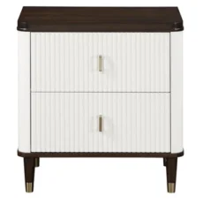 Carena White & Walnut Finish Night Stand W/USB