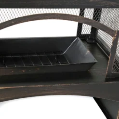 37-Inch Rectangular Metal Outdoor Wood Burning Fireplace,Outdoor Fireplace With Built-in Log Storage And Poker-Brushed Bronze,Log Burner Fire Pit -House Furnish World GUEST bec16251 a6ea 4b72 8367 a832cc478525