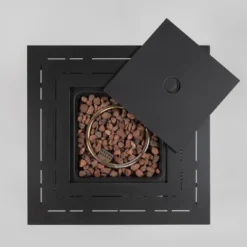 28" Propane Gas Fire Pit Table, 50000 BTU Square Steel Fire Pit With Beautiful Wicker Base For Outside Patio Deck Garden Backyard-Black 19 28" Propane Gas Fire Pit Table, 50000 BTU Square Steel Fire Pit With Beautiful Wicker Base For Outside Patio Deck Garden Backyard-Black -House Furnish World GUEST bf615d41 a5cb 411c 84fd f7eff551b119