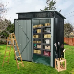 5ft X 3ft Outdoor Metal Storage Shed Transparent Plate Black -House Furnish World GUEST bfcd5ea2 3b05 4193 a5ba 5593370c44a0