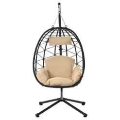 Egg Chair With Stand Indoor Outdoor Swing Chair Patio Wicker Hanging Egg Chair Hanging Basket Chair Hammock Chair With Stand For Bedroom Room Balcony -House Furnish World GUEST c097c5bd 9c1a 4aaa 9735 e27e85a603d9