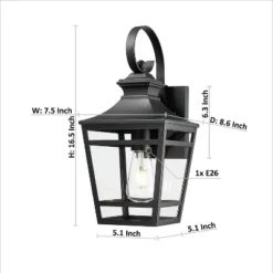 Large Outdoor Wall Lights For House, Wall Mount Outdoor Porch Lights Waterproof Black Outdoor Sconce Lights With Clear Glass For Patio Hallway(1 Pack) -House Furnish World GUEST c0dca8e4 052f 447f a92d 721d33e787e0