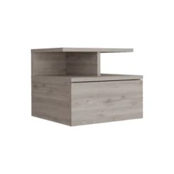 Floating Nightstand 12"H, Wall Mounted With Single Drawer And 2-Tier Shelf, Light Gray -House Furnish World GUEST c12e309c 48ae 4c01 bd0b 5452da46f207