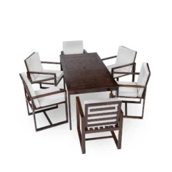 Patio Dining Set Outdoor Dining Table And Chair Set With And Removable Cushions For Patio, Backyard, Garden, Dark Brown -House Furnish World GUEST c2c0330c 044b 4c69 a463 455b3a475442