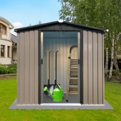 Outdoor Storage Sheds 6FTx4FT Apex Roof Brown With Sliding Doors -House Furnish World GUEST c32ae5d0 110f 4dee 938b d3acf3b3437f