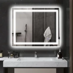 LED Bathroom Mirror With Lights, 39inx 32in Front Lit LED Mirror For Bathroom, Anti-Fog, Memory,Wall Mounted Dimmable Vanity Mirror -House Furnish World GUEST c3b59d74 9303 43b1 ab38 3fa8d80d197d