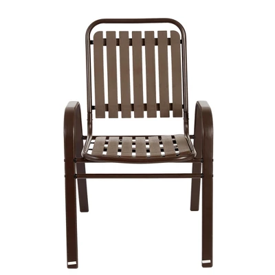 7 Pieces Patio Dining Set, Plastic Chair And Steel Table Outdoor Set, Plastic Chairs And Table Set For Garden Patio, Brown 8 7 Pieces Patio Dining Set, Plastic Chair And Steel Table Outdoor Set, Plastic Chairs And Table Set For Garden Patio, Brown - Image 8