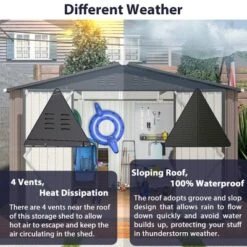 10' X 10' Metal Storage Shed For Ourdoor, Steel Yard Shed With Design Of Lockable Doors, Utility And Tool Storage For Garden, Backyard,Outside Use -House Furnish World GUEST c48e216a ed67 492a a132 624450900702