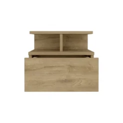 Floating Nightstand 12"H, Wall Mounted With Single Drawer And 2-Tier Shelf, Macadamia -House Furnish World GUEST c522f48c dd76 4df4 850b c9707d7234aa