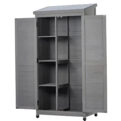 Outdoor Storage Cabinet And Metal Top,Garden Storage Shed,Outdoor 68 Inches Wood Tall Shed For Yard And Patio -House Furnish World GUEST c55e7342 e290 41b7 8258 6195b5c35e9a